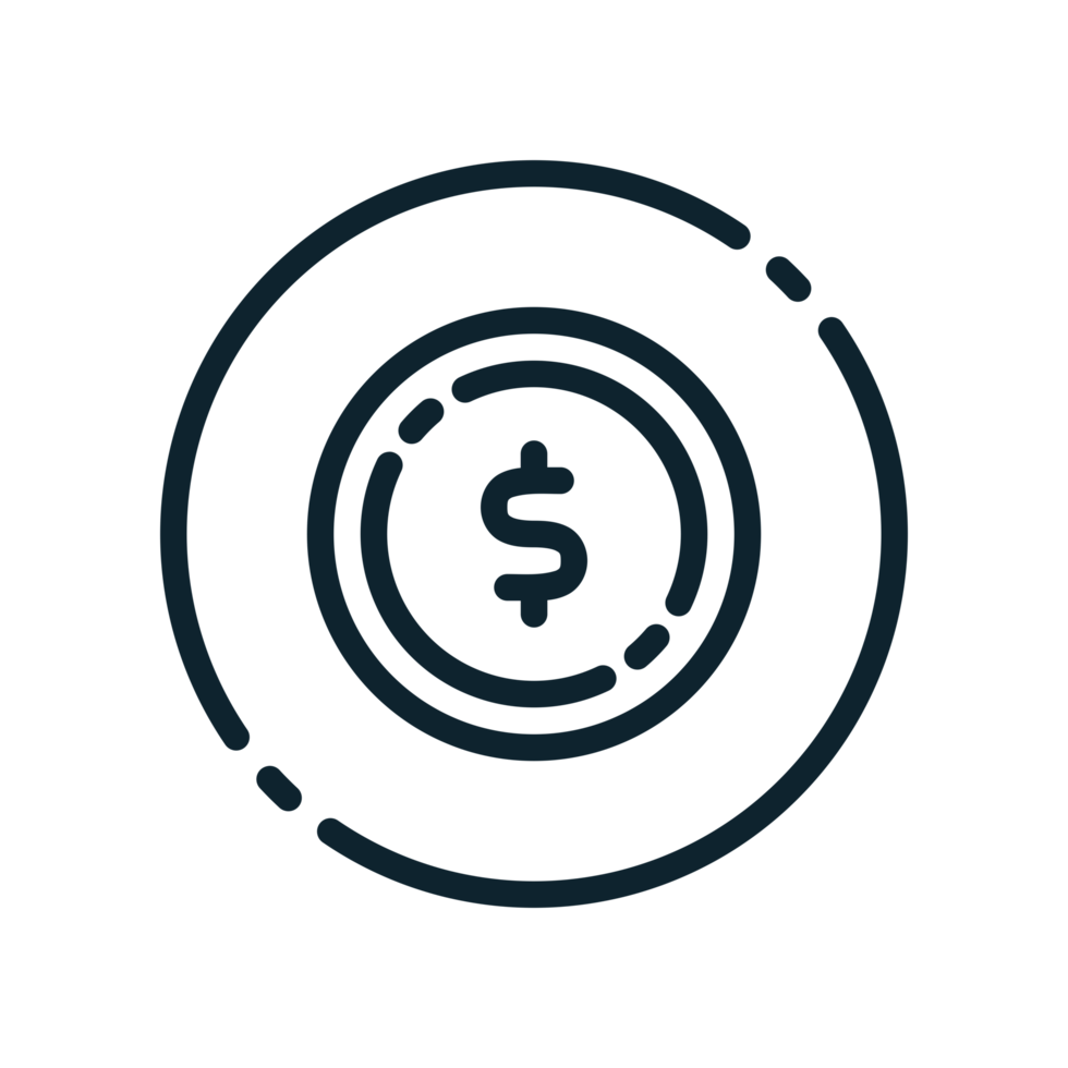Design Illustration graphic of coin icon with line style. Suitable for UI, mobile design, web design, etc. Transparent background. png