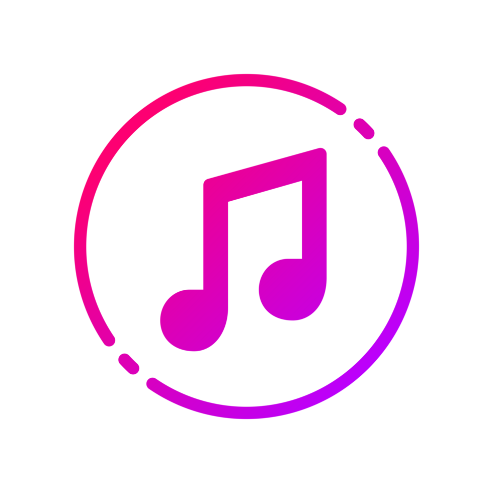 Design Illustration graphic of Musical note icon with gradient style. Suitable for UI, mobile design, web design, etc. Transparent background png