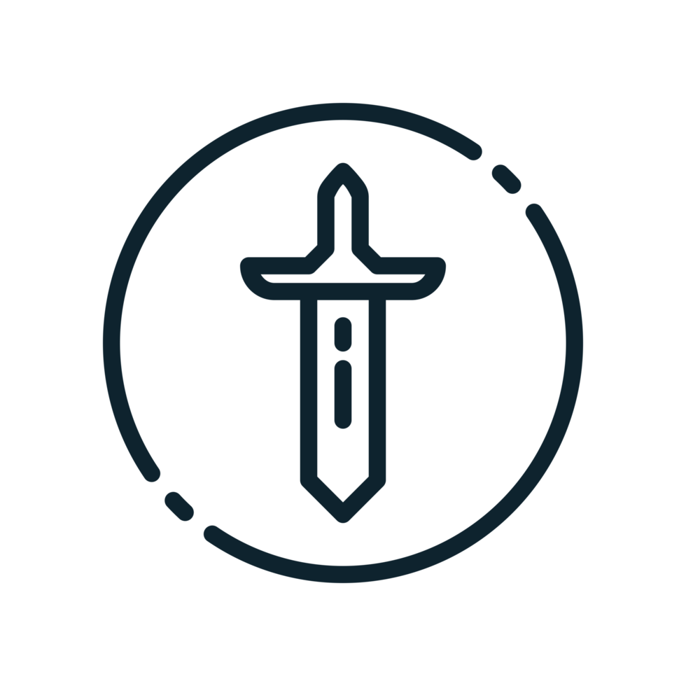 Design Illustration graphic of sword icon with line style. Suitable for UI, mobile design, web design, etc. Transparent background png