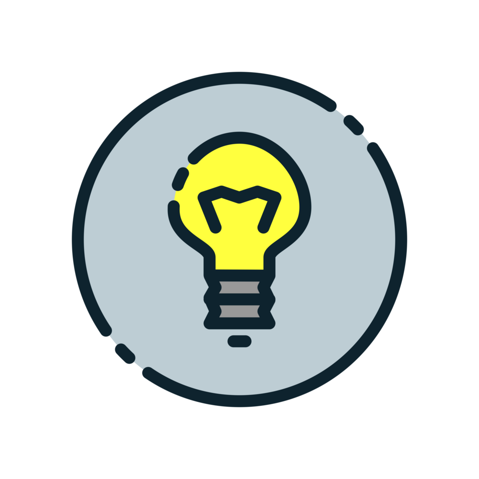 An icon of a light bulb in a circle png