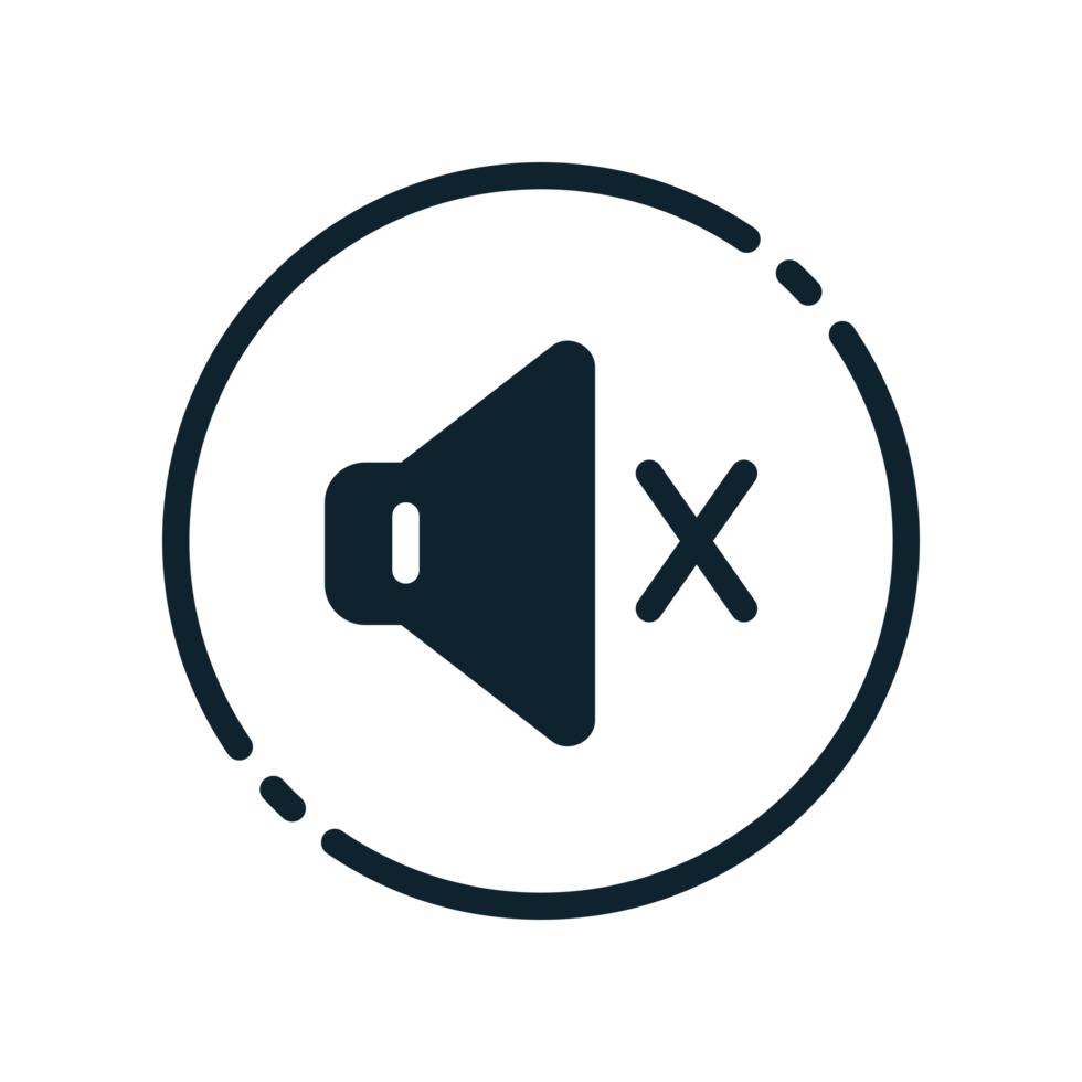 Projeto ilustração gráfico do alto falante mudo ícone com glifo estilo. adequado para interface do usuário, Móvel projeto, rede projeto, etc. transparente fundo. png