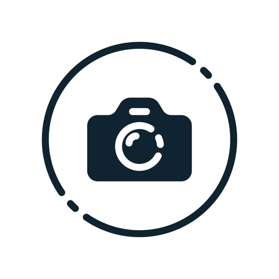 Design Illustration graphic of camera icon with glyph style. Suitable for UI, mobile design, web design, etc. Transparent background. png