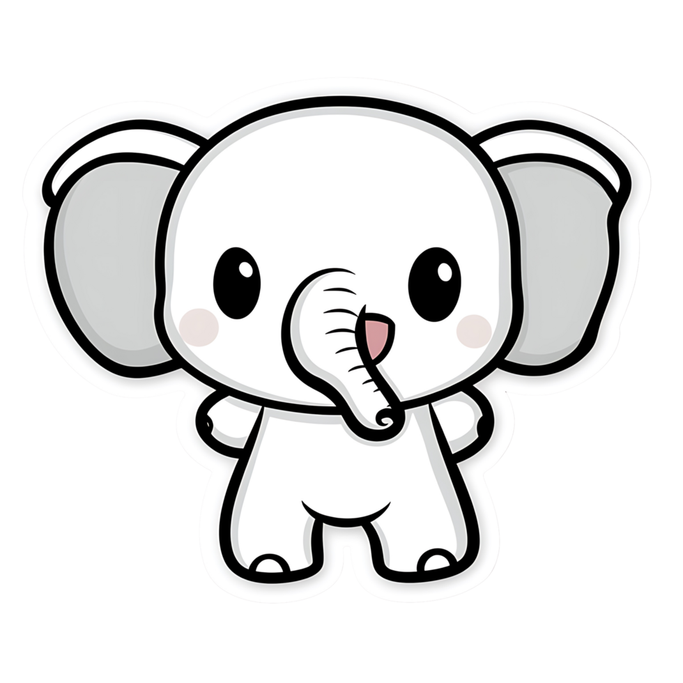 A Cute Cartoon White Elephant with Big Round Eyes png