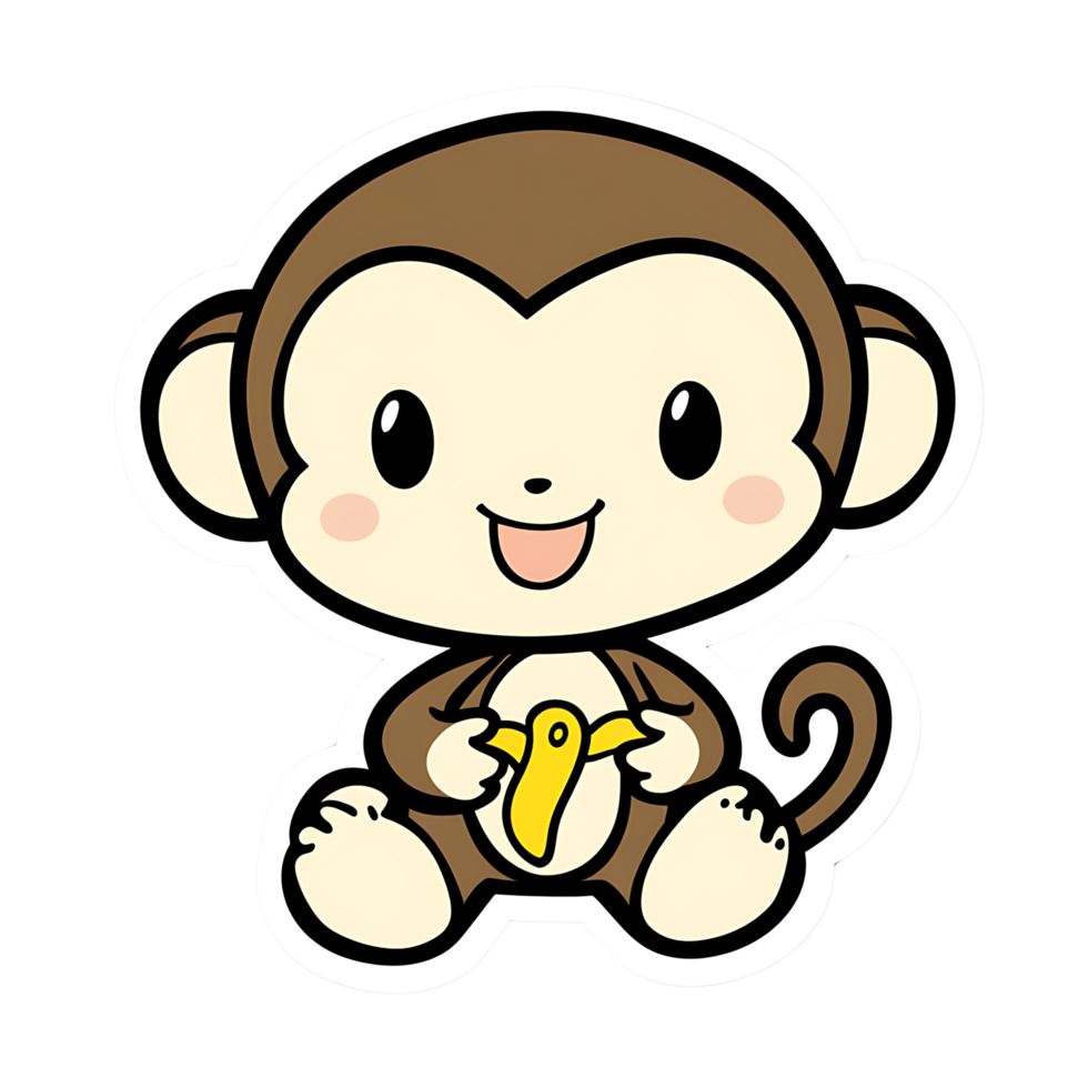 An Adorable Cartoon Monkey Holding A Yellow Banana Smiling Cheerfully png