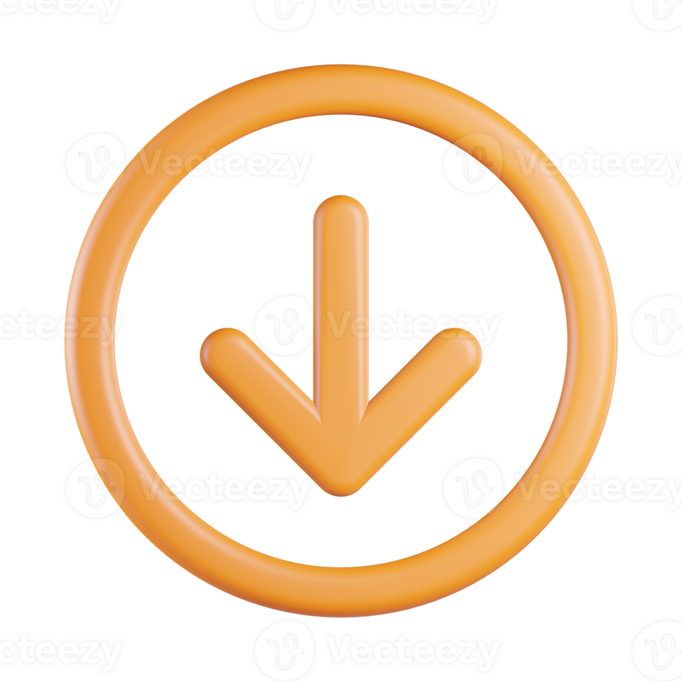 Down Circle Arrow 3D Icon png