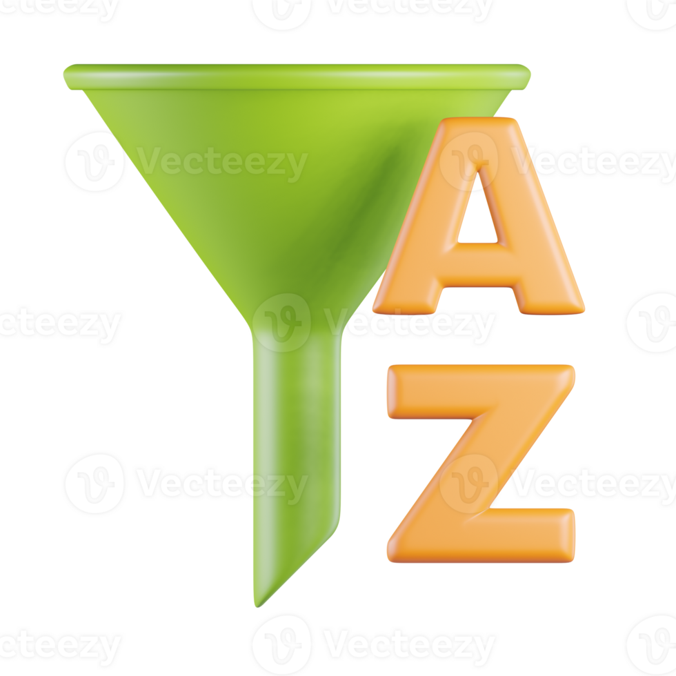 Sort Alphabet Ascending 3D Icon png