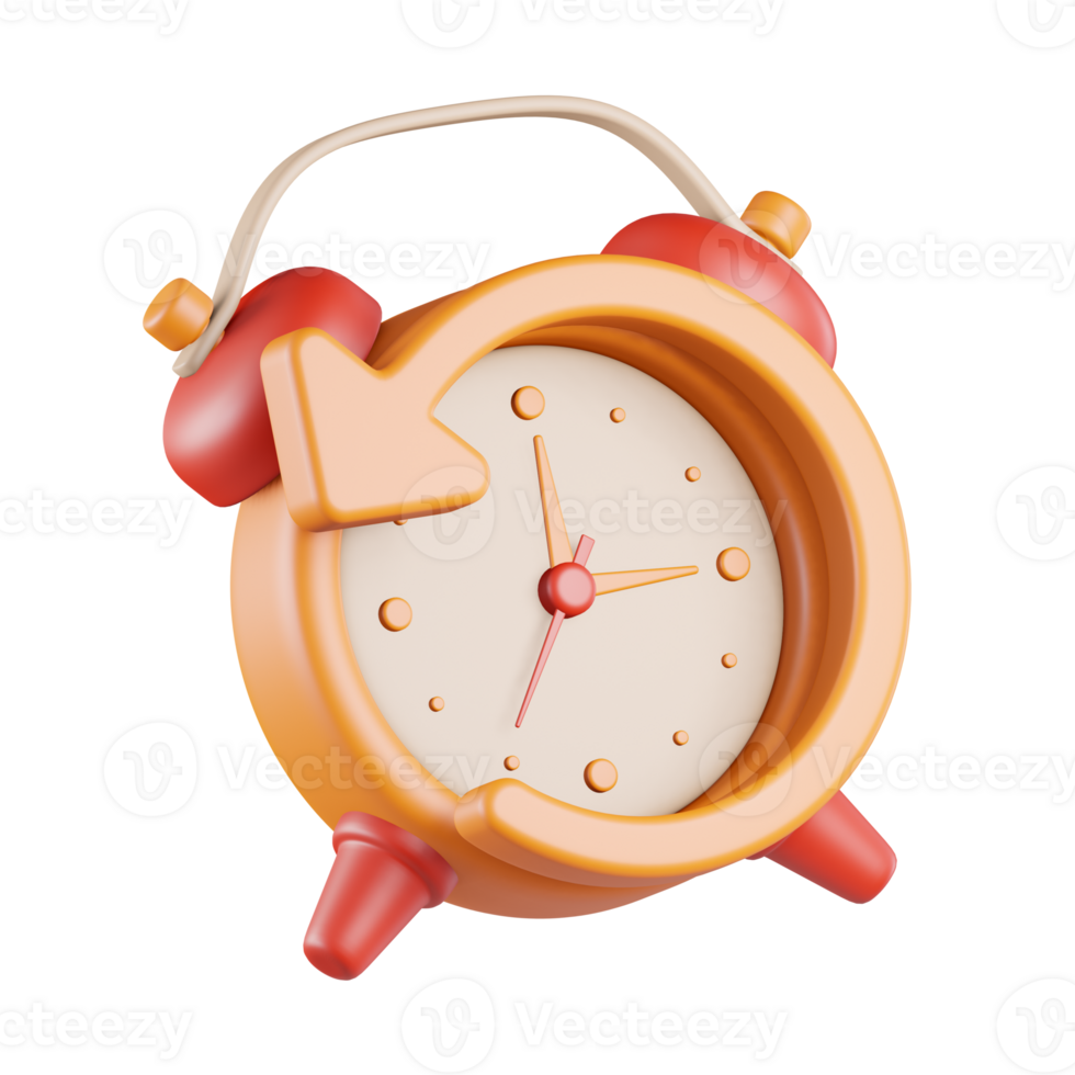 Alarm Clock with Counterclockwise Arrow 3D Icon png