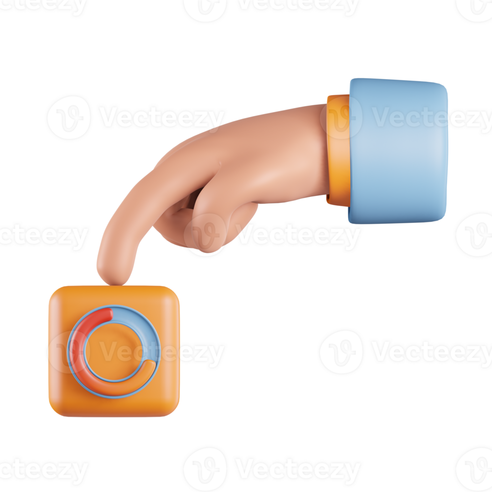 Loading Button with Hand 3D Icon png