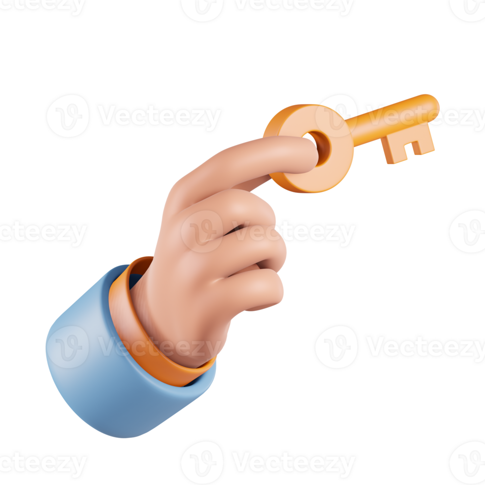 Key with Hand 3D Icon png