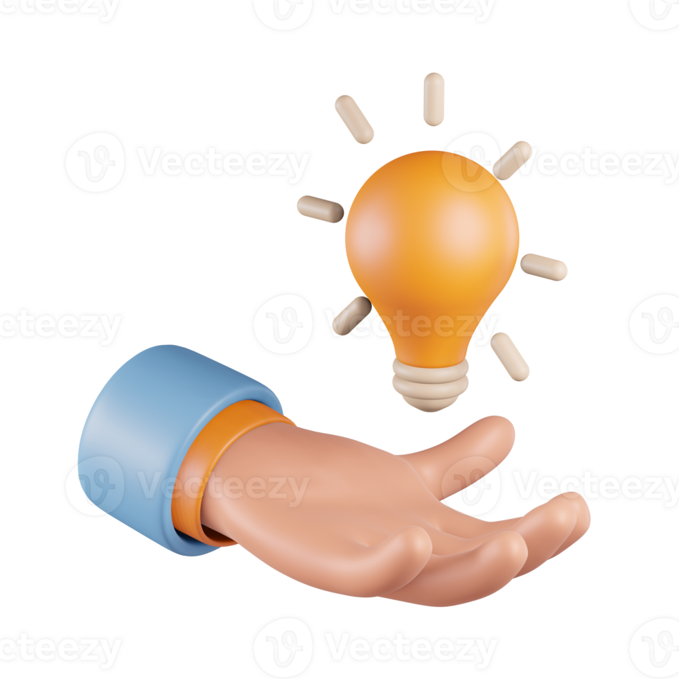 Hand with Bulb 3D Icon png