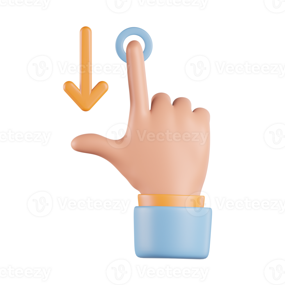 Hand Swipe Down 3D Icon png
