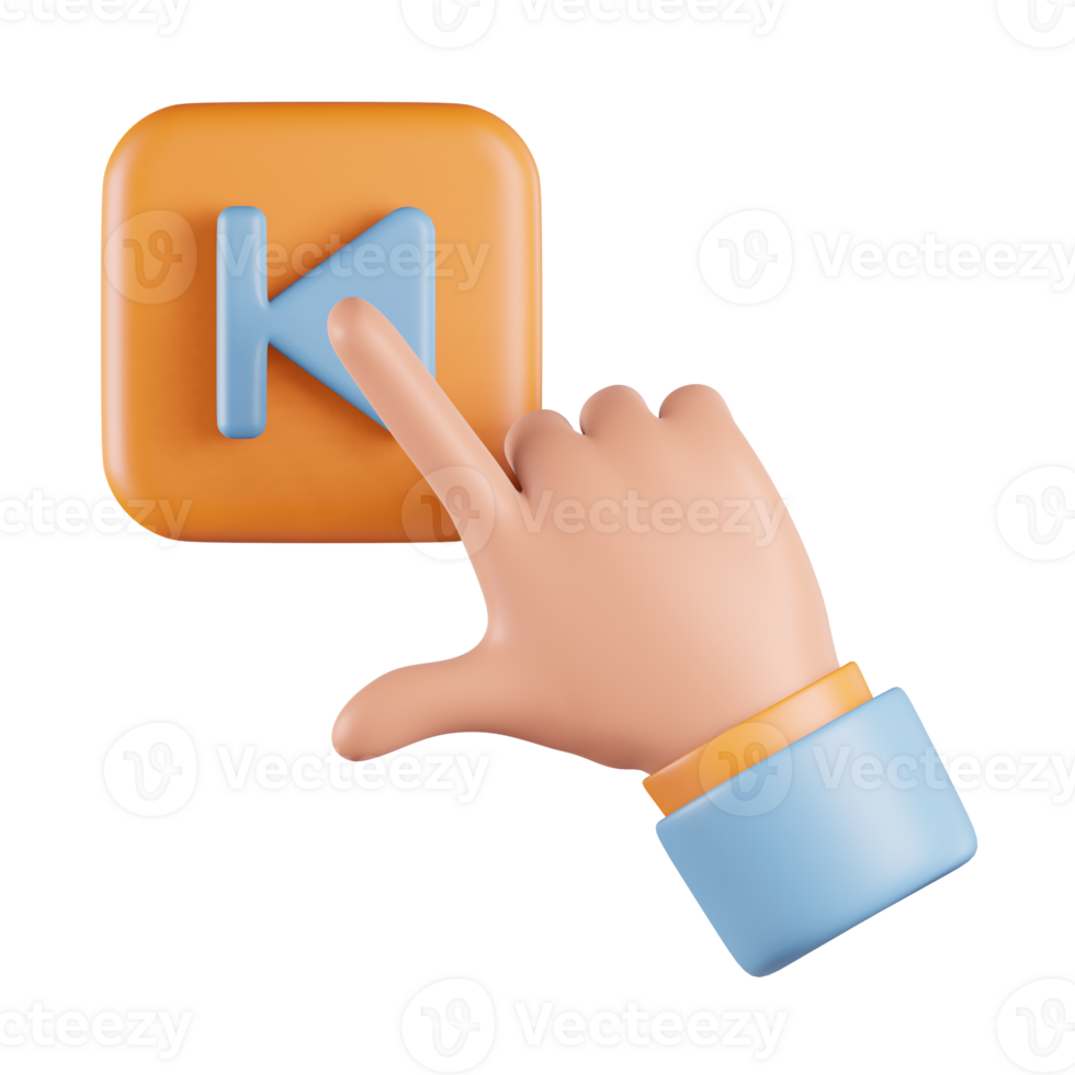 Tap Previous Button 3D Icon png