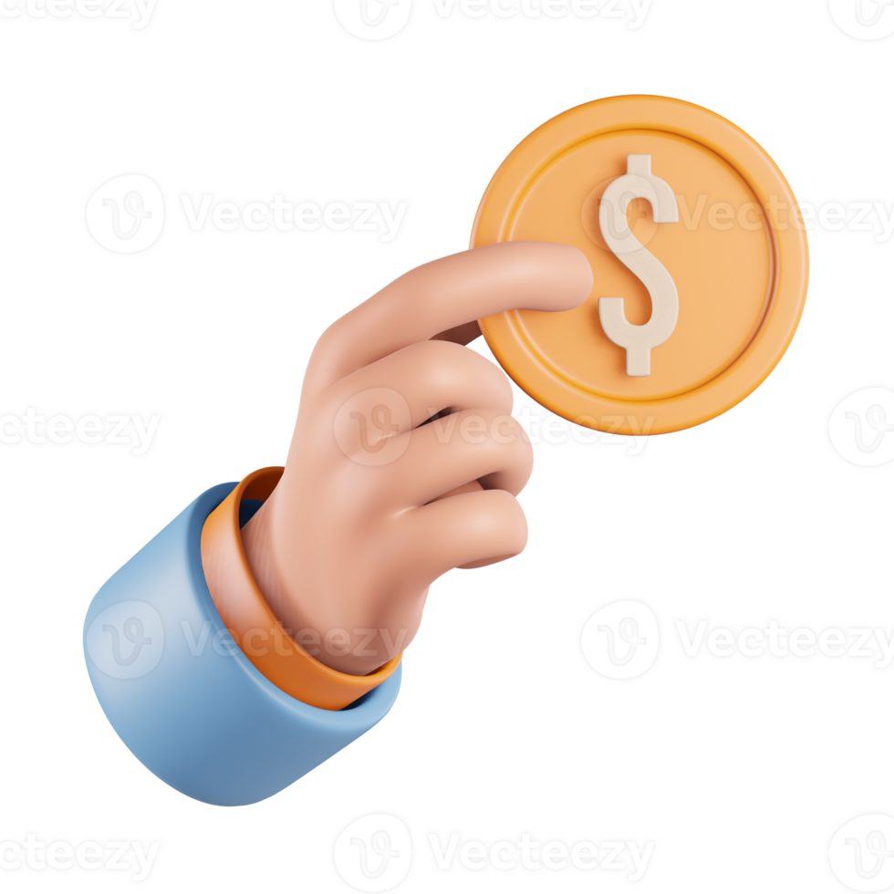 Dollar Coin with Hand 3D Icon png