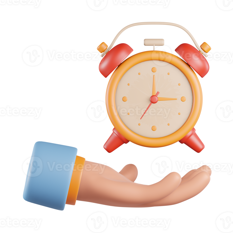 Alarm Clock with Hand 3D Icon png