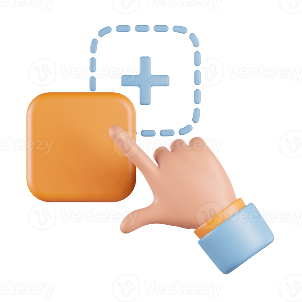 Drag and Drop with Hand Add 3D Icon png