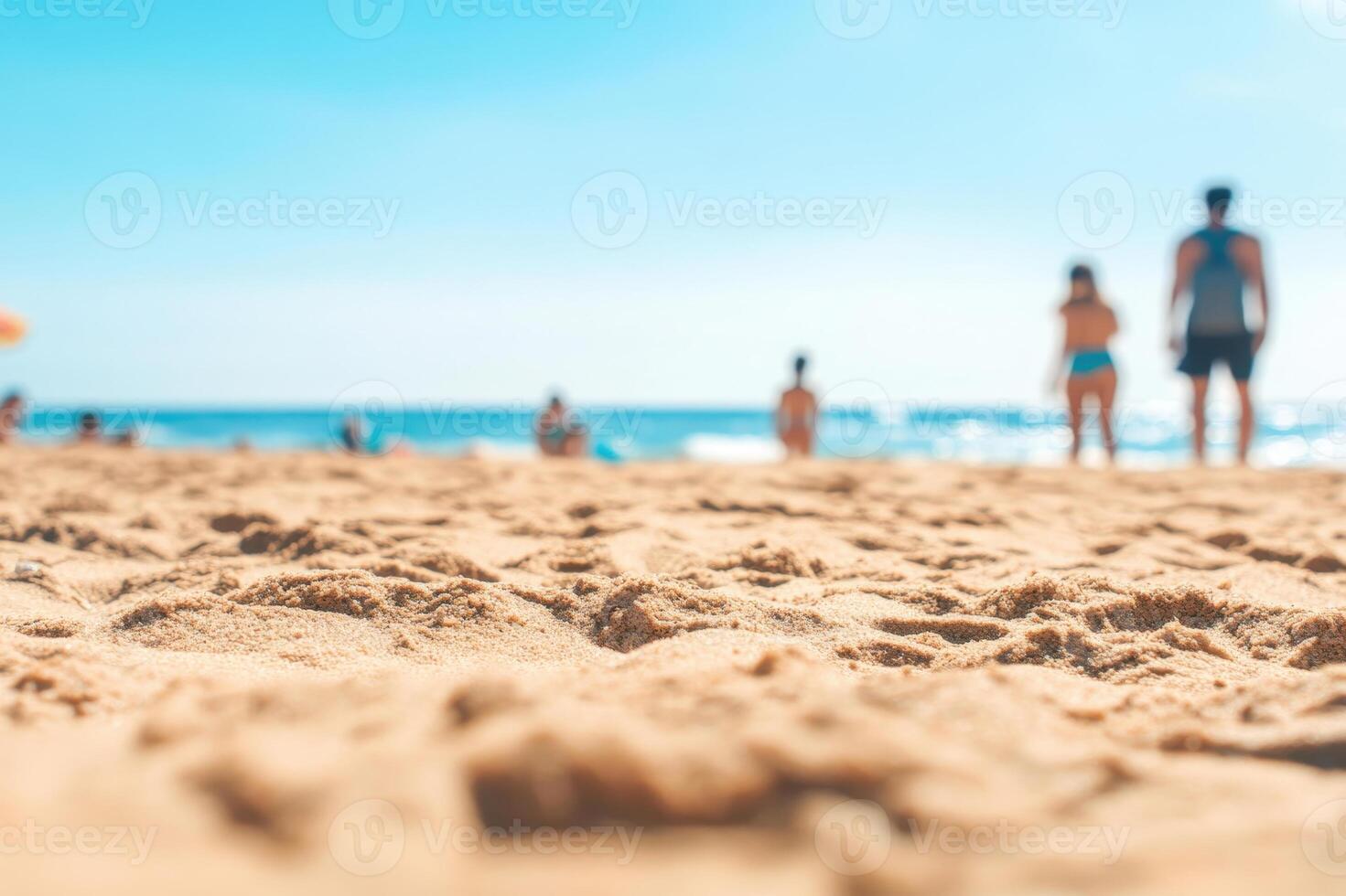 Relaxing Beach Scene with Soft Sand and Clear Blue Sky photo