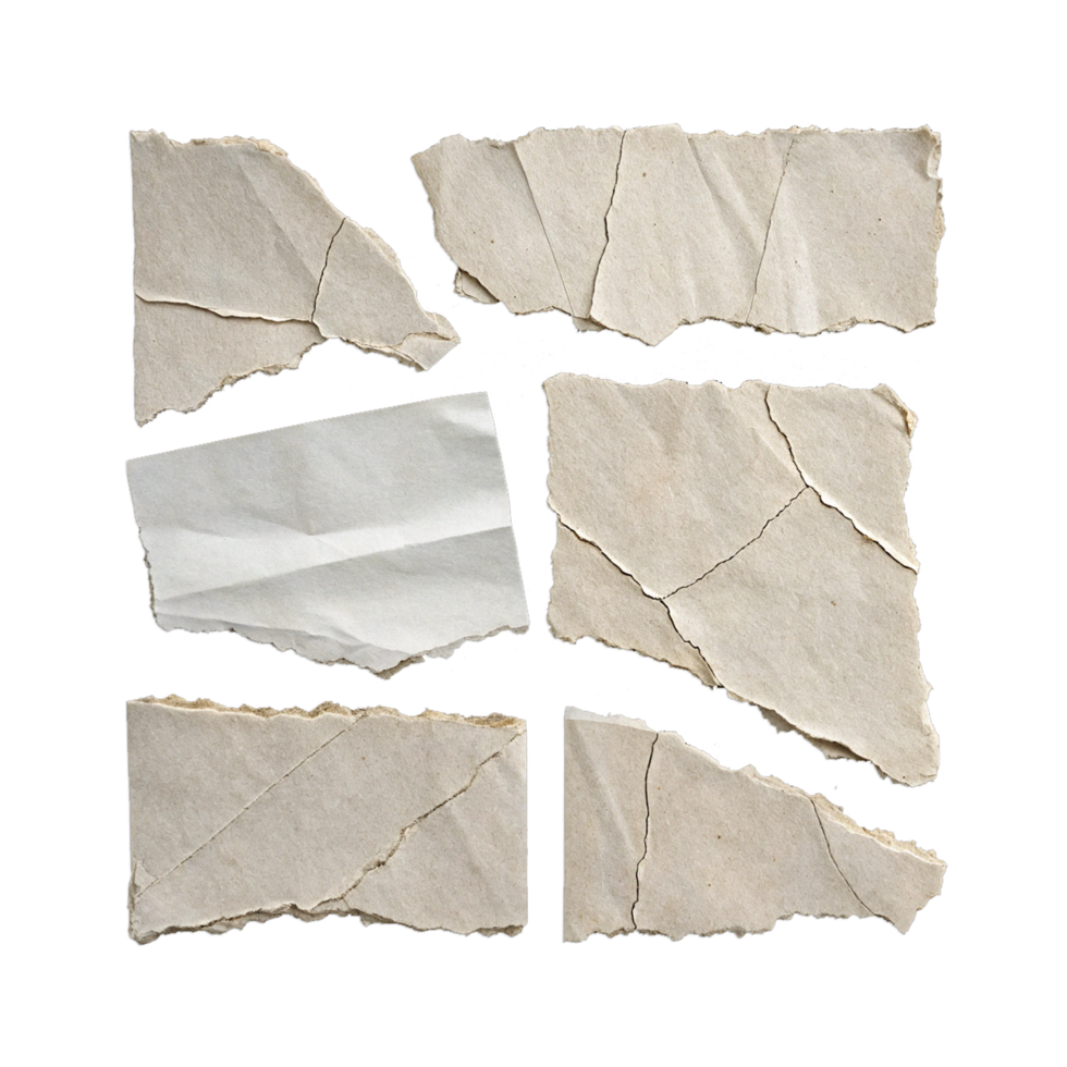 Brown ripped pieces of paper on transparent background png