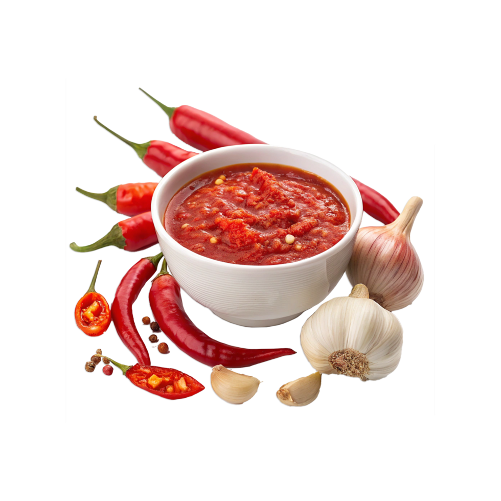 sauce and spices on wooden table on transparent background png