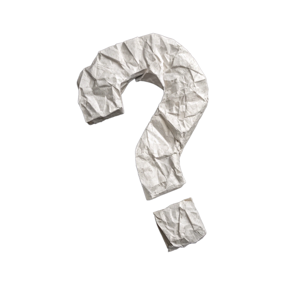 Question from crumpled paper on white background png