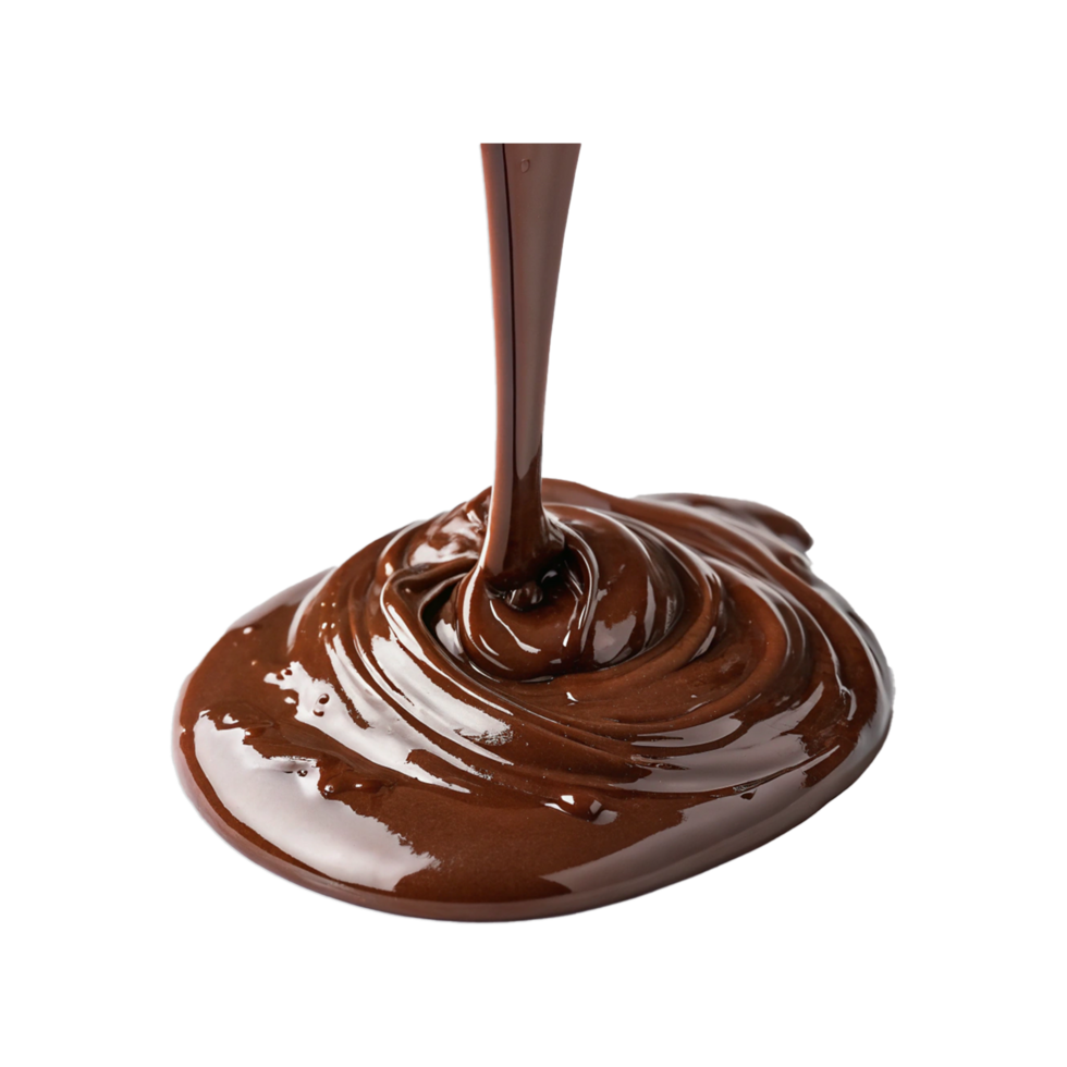 Close up on brown liquid chocolate on transparent background png