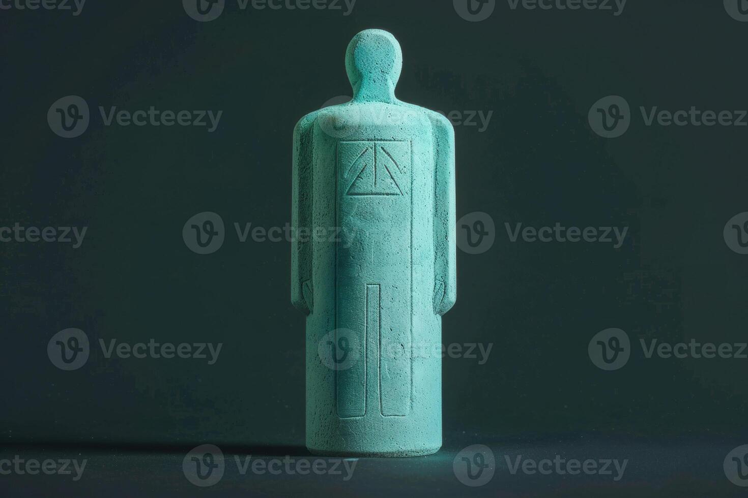 Abstract Green Figurine Showcasing Minimalist Design and Geometric s in Soft Lighting photo