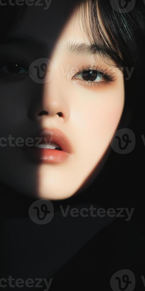 Dramatic Portrait with Shadow Play and Soft Lighting on Face photo