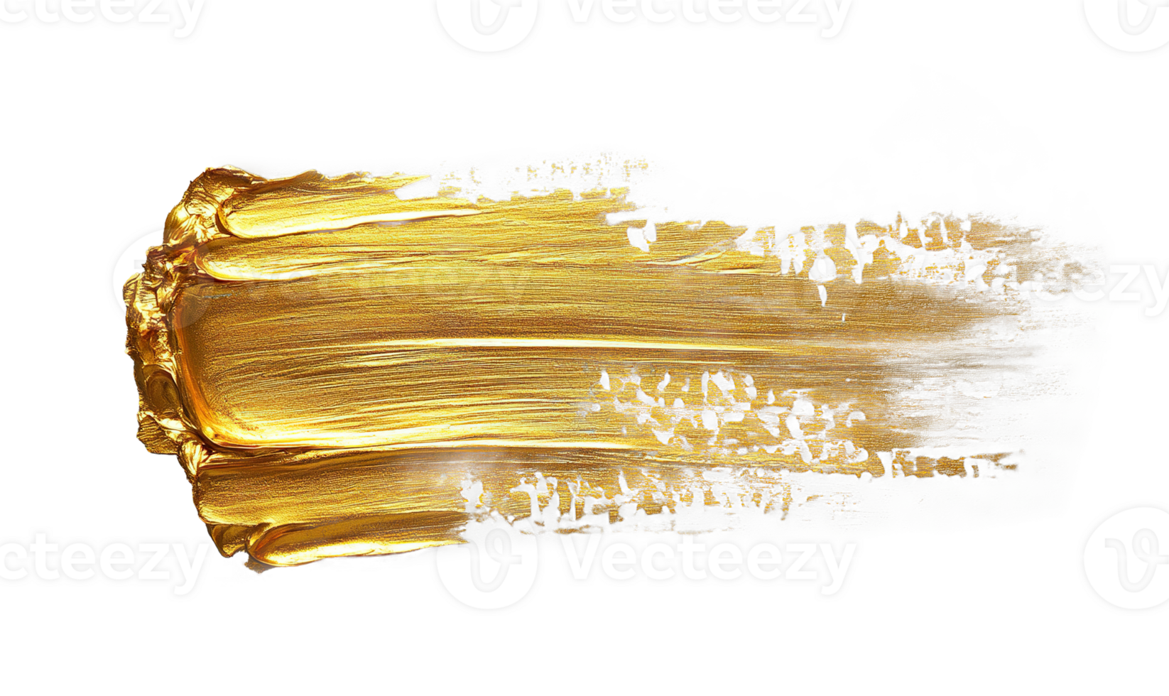 Shiny gold paint brush stroke line streak transparent , isolated background. Luxury, art shape design png
