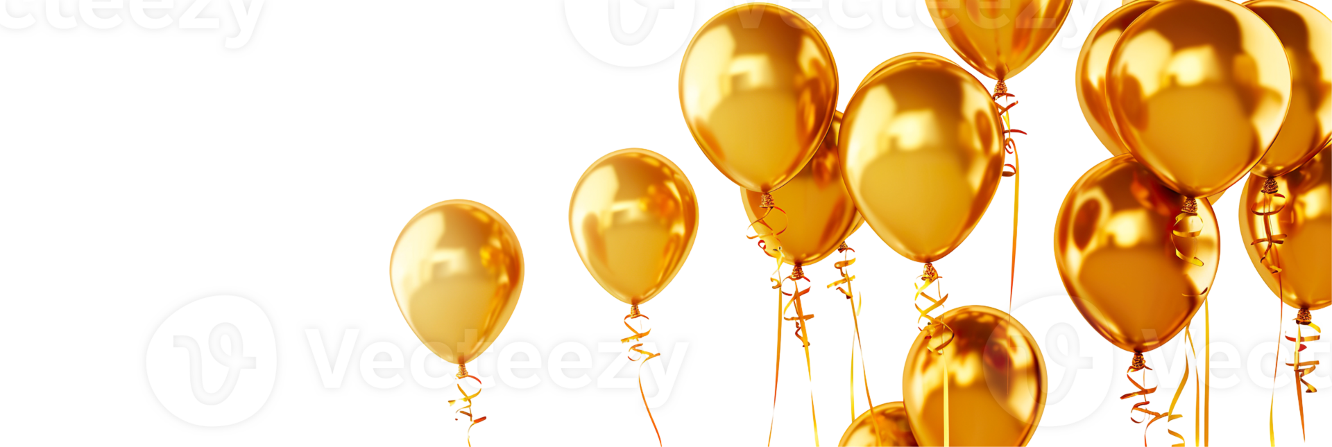 Gold balloon background copy space transparent , isolated background cutout. Floating balloons festive, celebration, party, birthday graphic element design png
