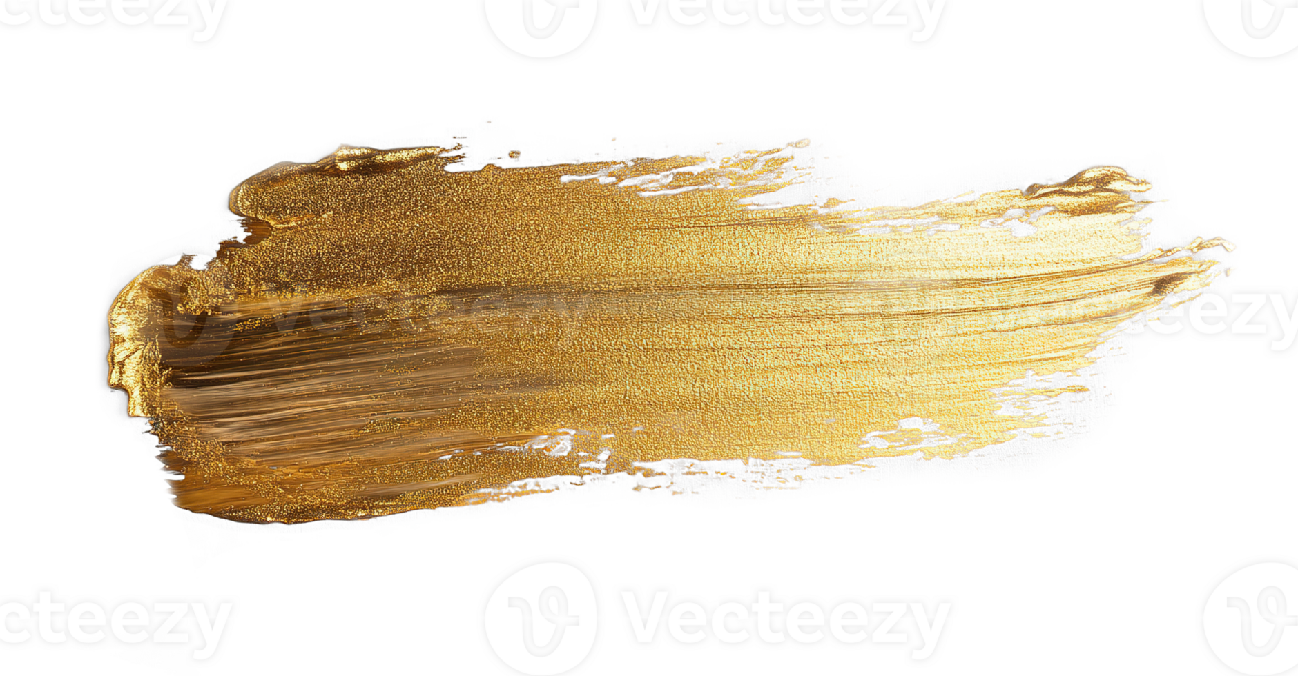 Shiny gold paint brush stroke line streak transparent , isolated background. Luxury, art design shape png