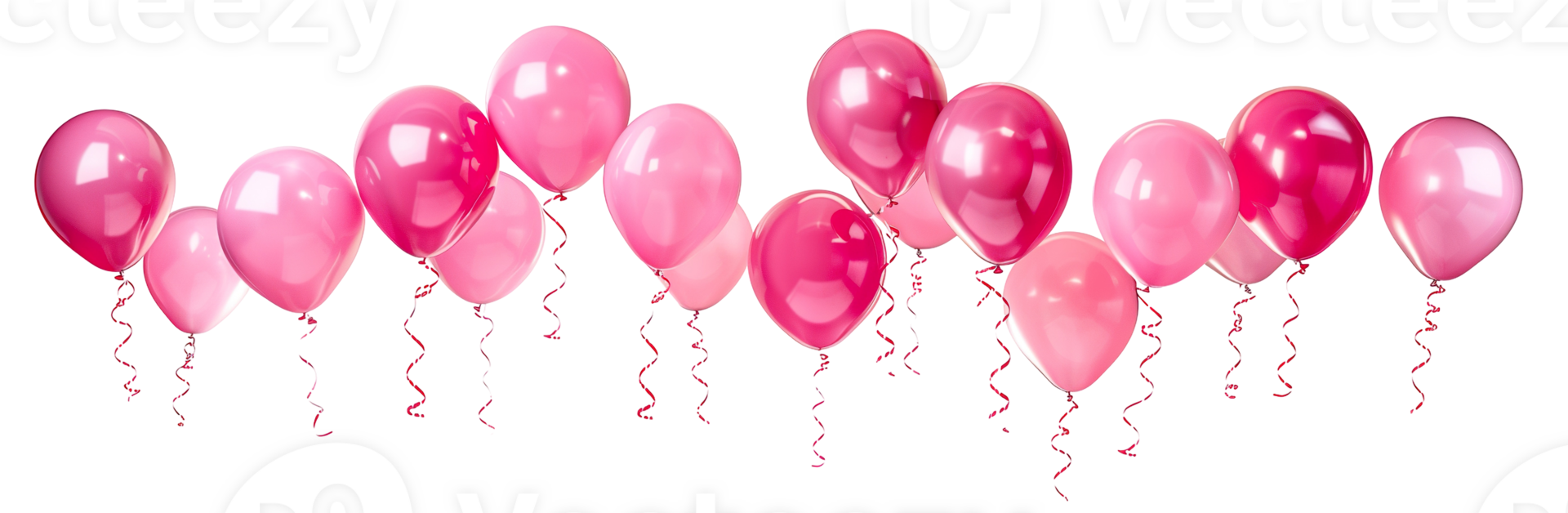 Pink balloon background copy space transparent , isolated background cutout. Floating balloons festive, celebration, party, birthday, baby girl gender reveal graphic element design png