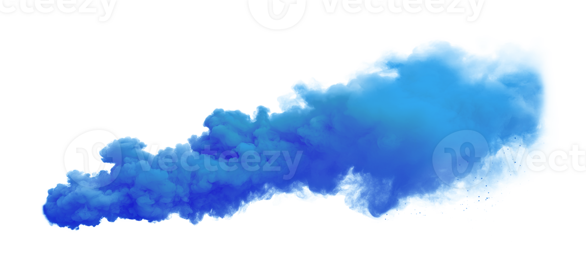 Blue smoke cloud transparent , isolated background cutout. Thick color smoke bomb effect png