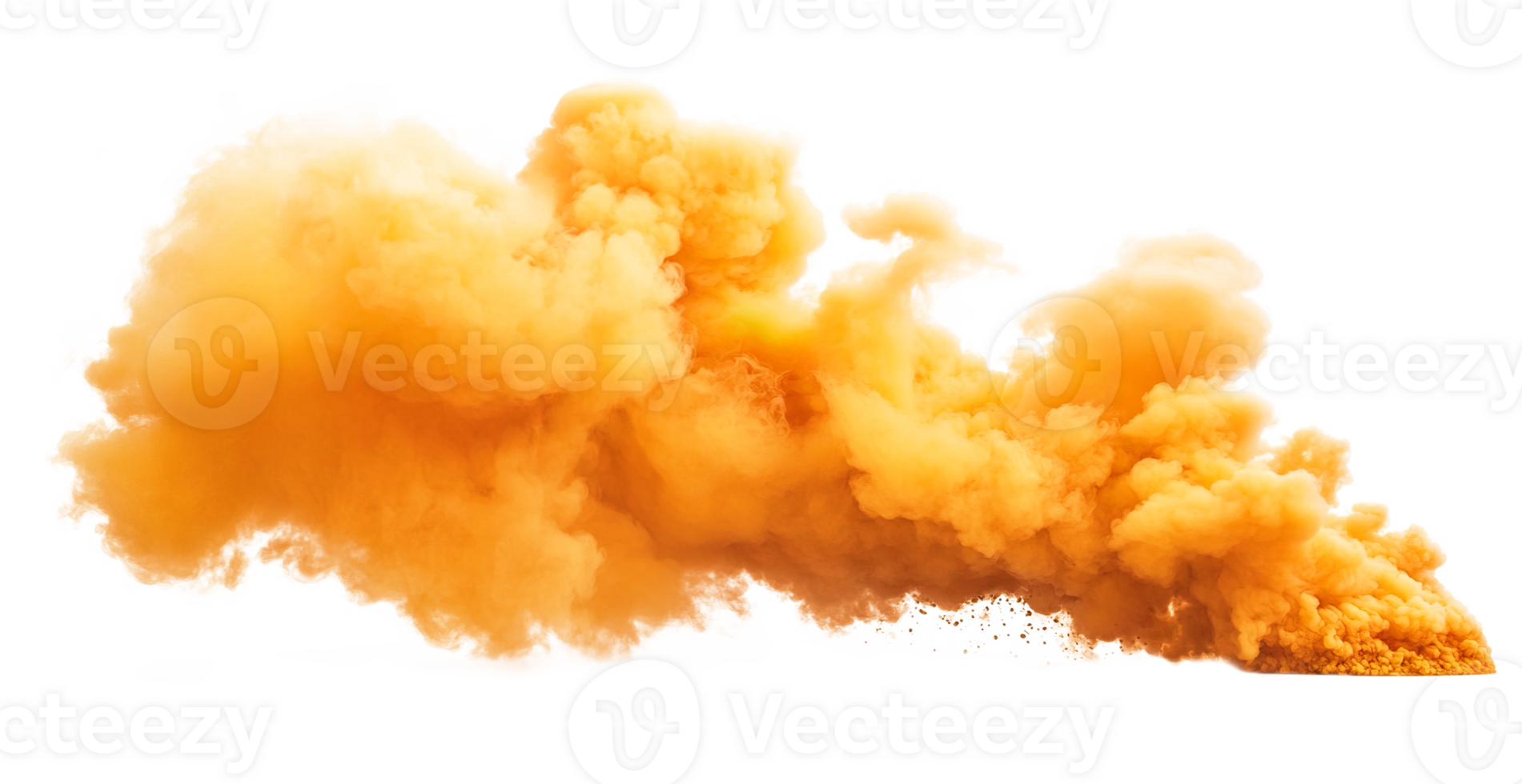 Yellow smoke cloud transparent , isolated background cutout. Sulfur color thick smoke bomb screen effect png