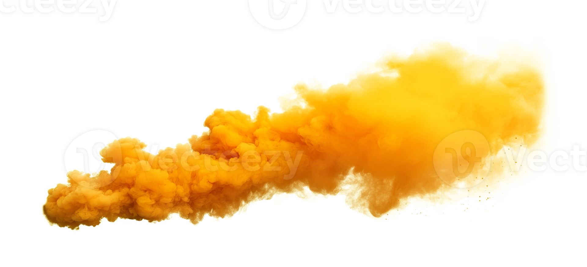 Yellow smoke cloud transparent , isolated background cutout. Sulfur color thick effect png