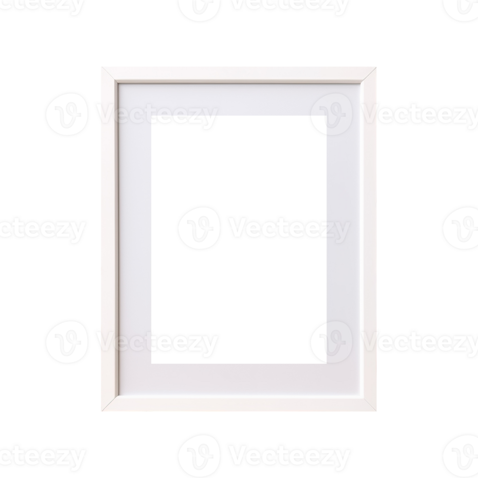 White Modern standard A4 A3 size picture frame mockup transparent , isolated background. Minimalist texture color with a mat, gallery, art painting photo framing png
