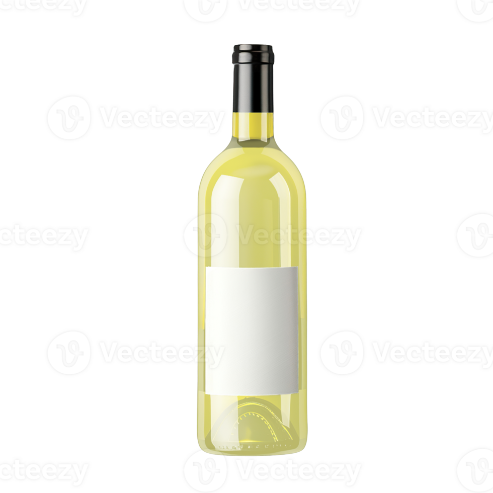 White wine bottle mockup transparent isolated background. Refined classic elegant Alcoholic beverage, restaurant menu drink, colorful vibrant sweet beverage png