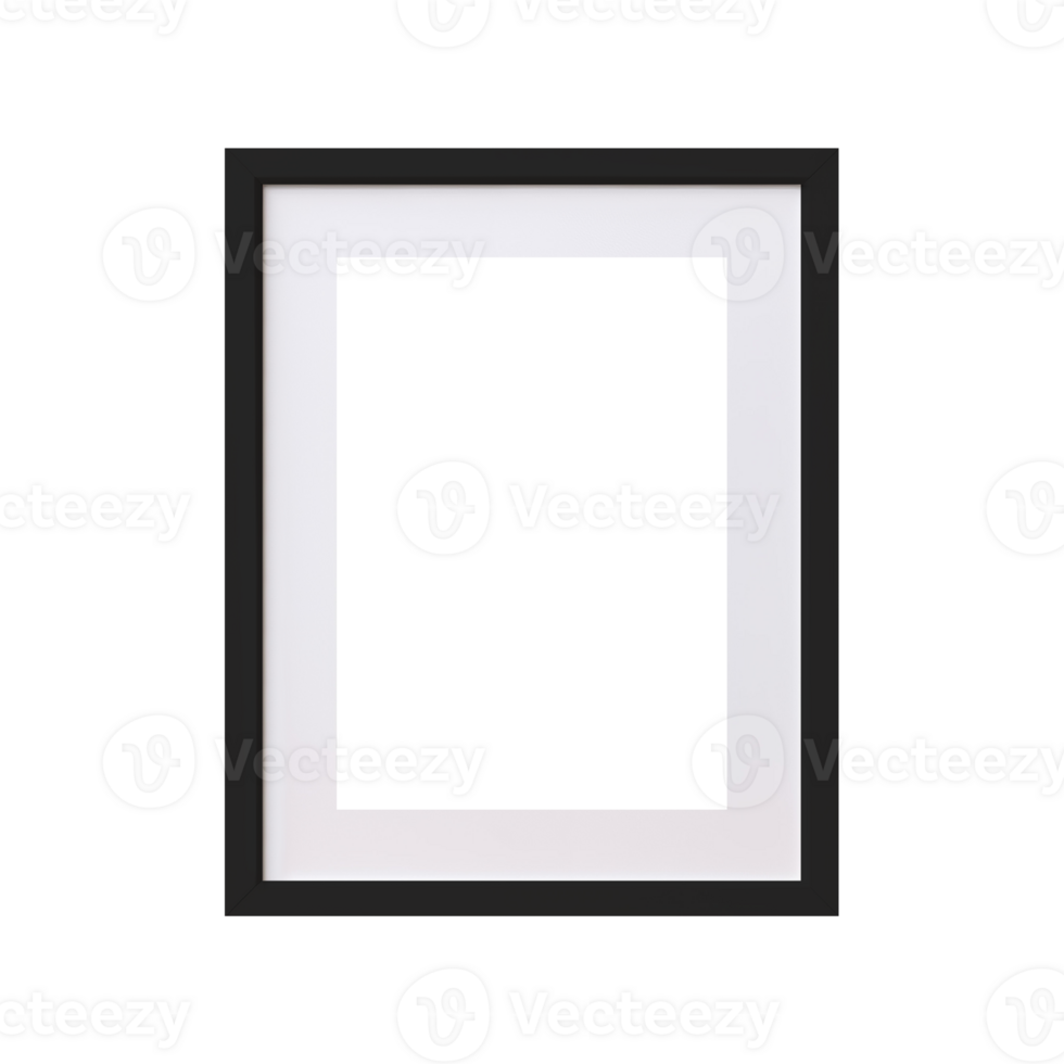 Black Modern standard A4 A3 size picture frame mockup transparent , isolated background. Minimalist texture color with a mat, gallery, art painting photo framing png