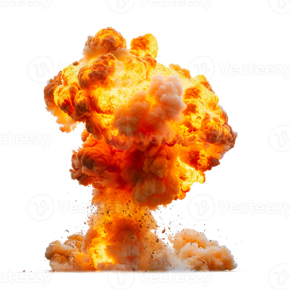 Fiery flaming hot bomb explosion effect transparent set bundle, isolated background. Dynamic blast eruption, detonation, boom, bang, yellow blast png
