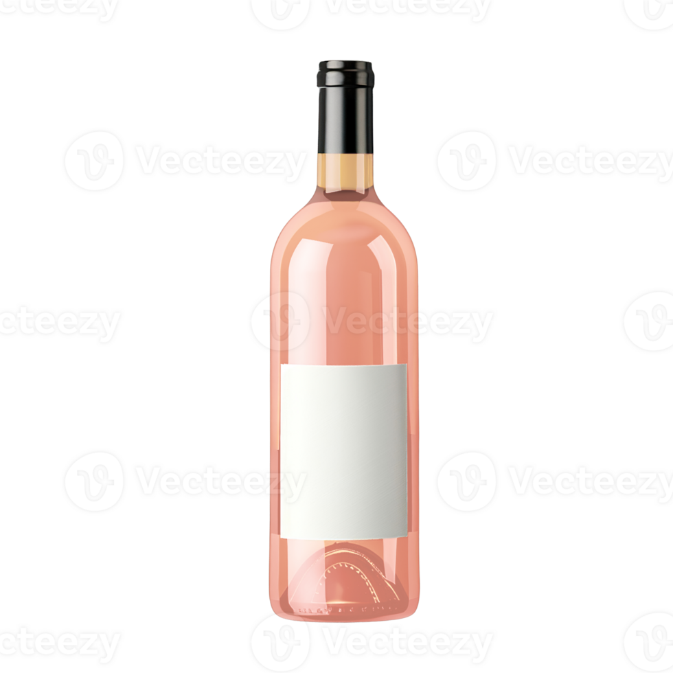Rose wine bottle mockup transparent isolated background. Refined classic elegant Alcoholic beverage, restaurant menu drink, colorful vibrant sweet beverage png