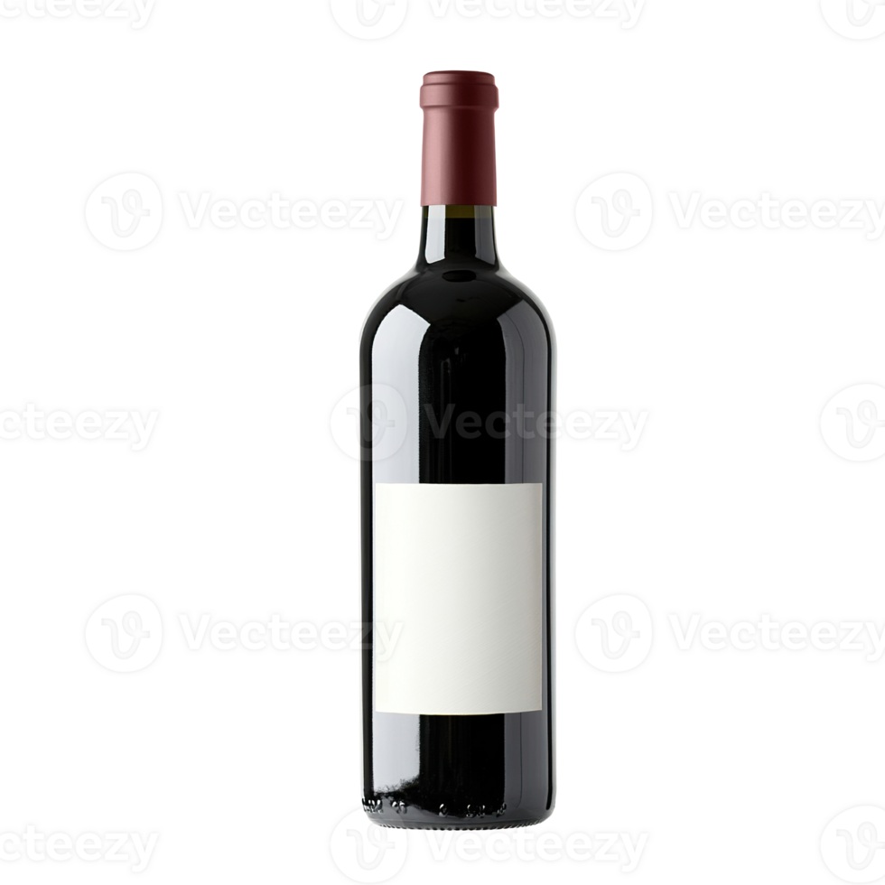 Red wine bottle mockup transparent isolated background. Refined classic elegant Alcoholic beverage, restaurant menu drink, colorful vibrant sweet beverage png