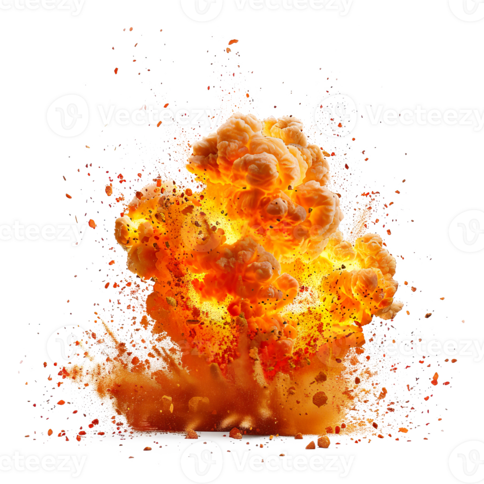 eldig flammande varm bomba explosion effekt transparent uppsättning bunt, isolerat bakgrund. dynamisk kul utbrott, detonation, bom, smäll, gul orange röd kul png