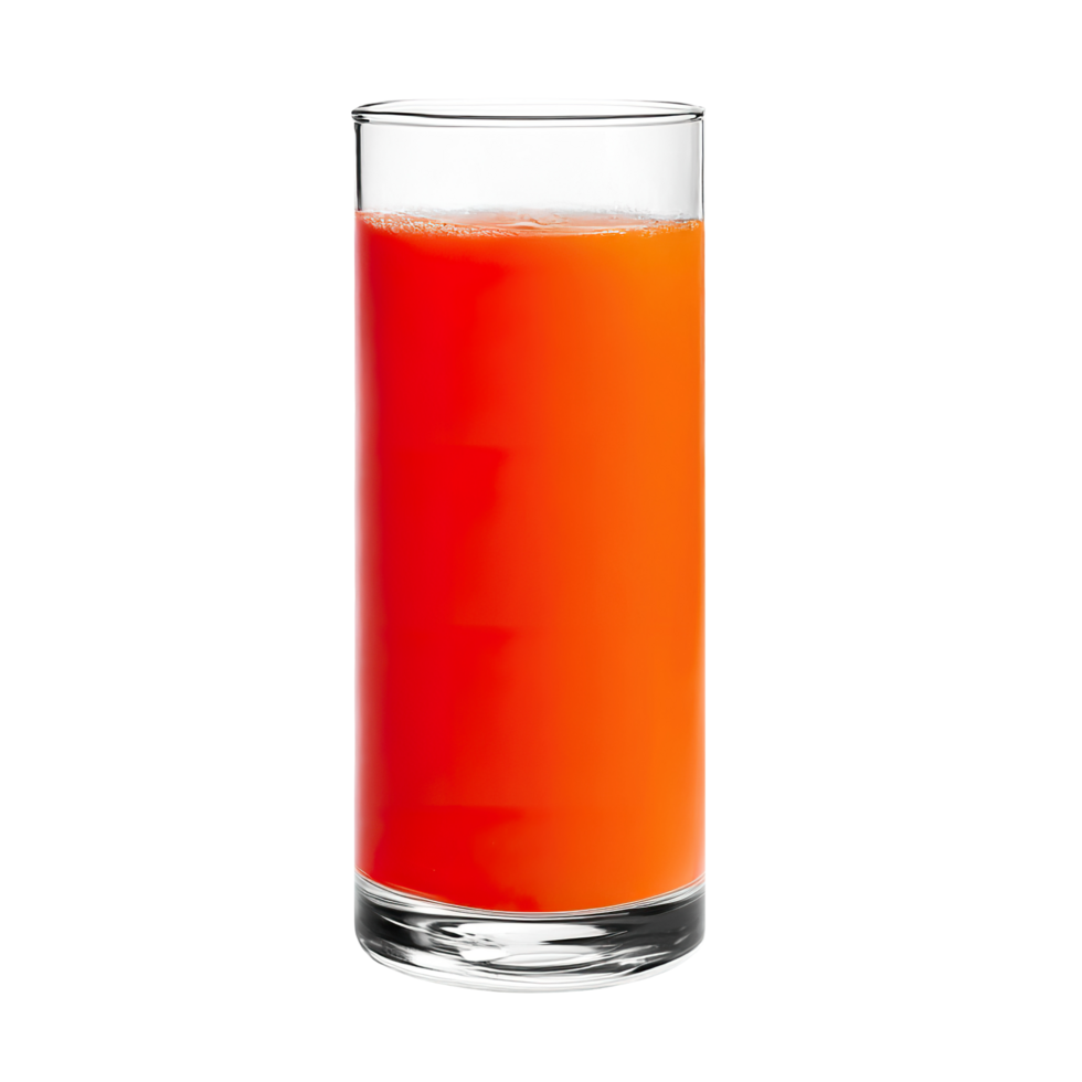 Carrot juice transparent , isolated background. Freshly squeezed refreshing summer drink in a tall glass, healthy nutritious natural superfood beverage png