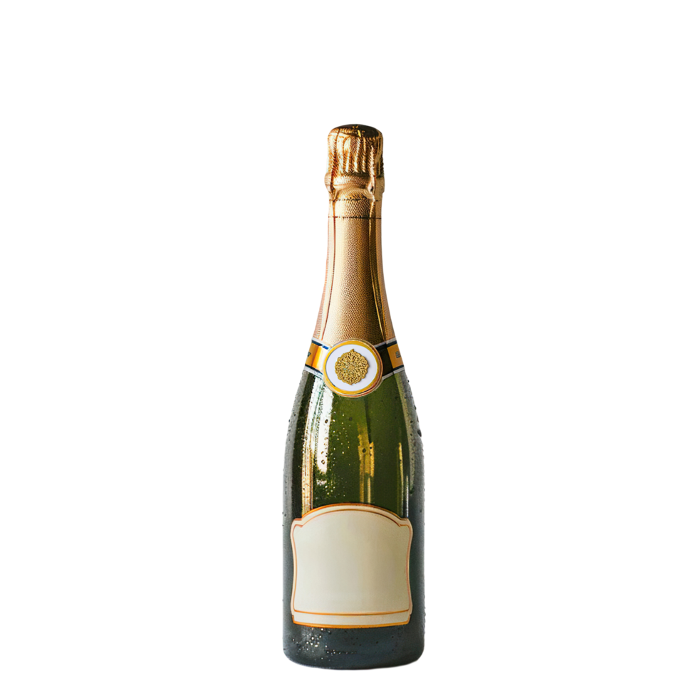 Bottle of champagne white label mockup transparent set bundle isolated background png