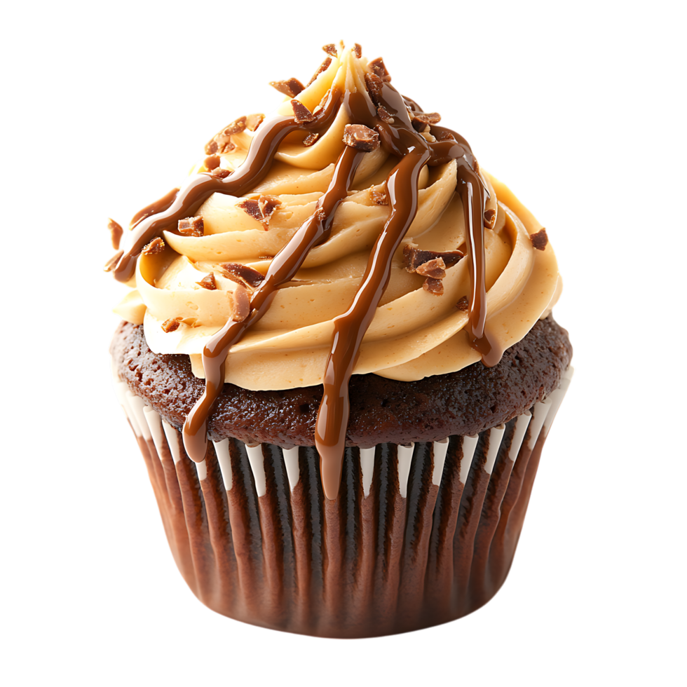 Classic Chocolate Cupcake with a Creamy Peanut Butter Finish png