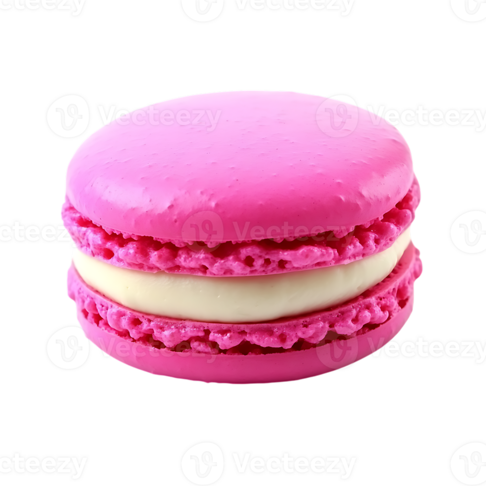 Delicate Pink Macaron with Smooth White Cream Filling png