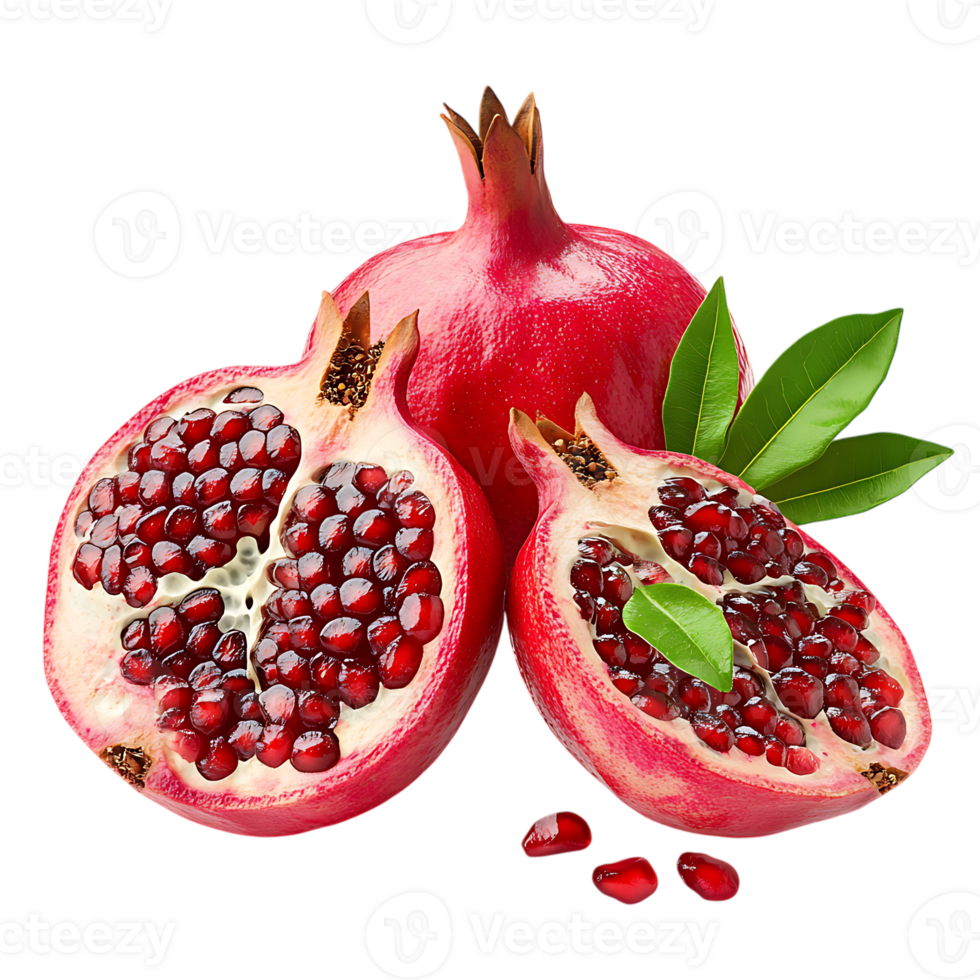 Fresh Pomegranate Slice Open to Expose Its Luscious Red Seeds png