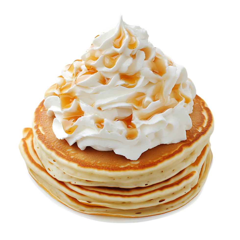Golden Pancakes with Whipped Cream Frosting png