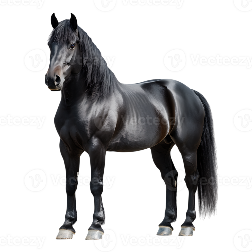 Black Horse with Glowing Coat Isolated Against a Transparent Background png