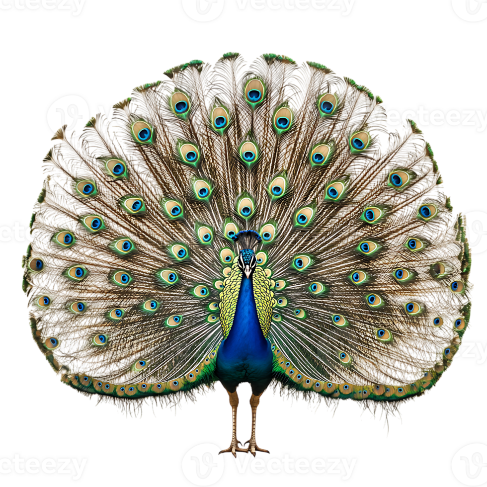 Beautiful Peacock with Its Feathers Spread Wide Isolated Against a Transparent Background png