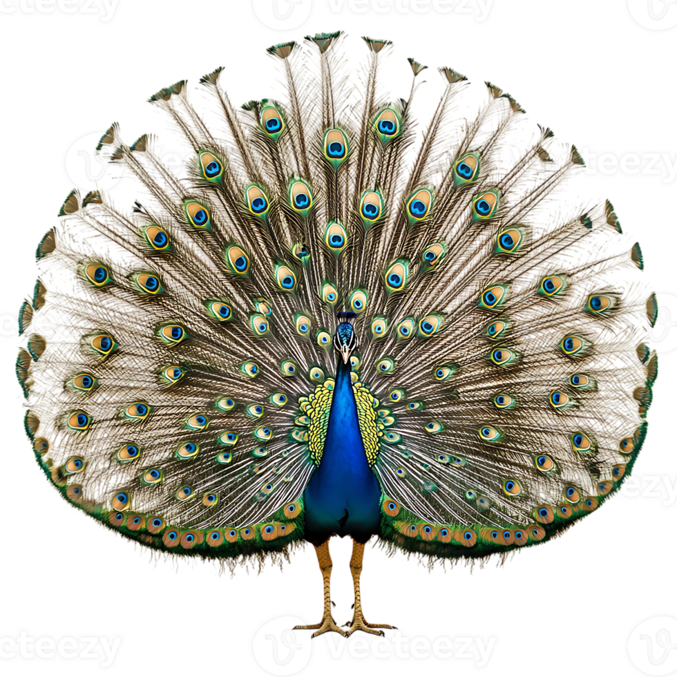 Elegant Peacock with Feathers Fully Spread Isolated Against a Transparent Background png