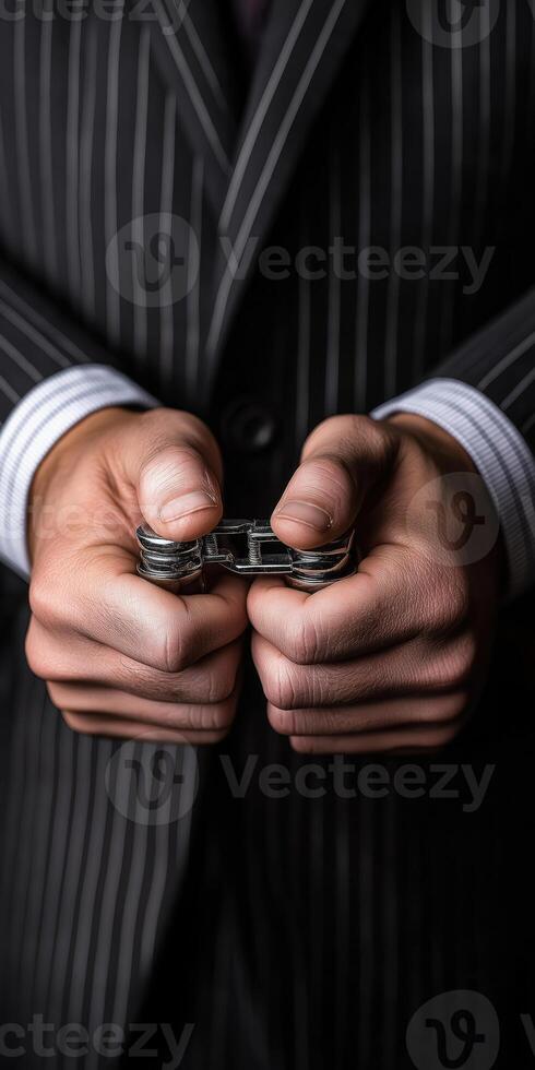 Businessman in Handcuffs Legal Trouble and Corporate Accountability photo